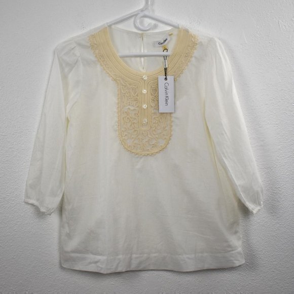 Calvin Klein Blouse New with Tags Size Small Color Cream - Picture 2 of 7